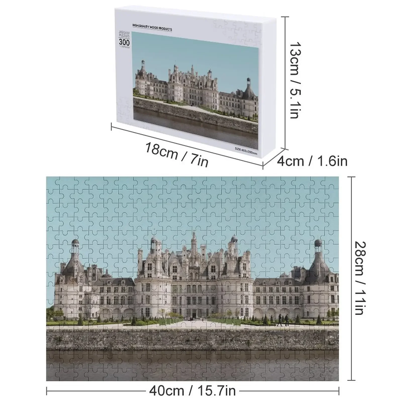 Chambord, quebra-cabeça de arte de viagem francesa, presente personalizado para crianças, brinquedos personalizados para crianças com quebra-cabeça de fotos