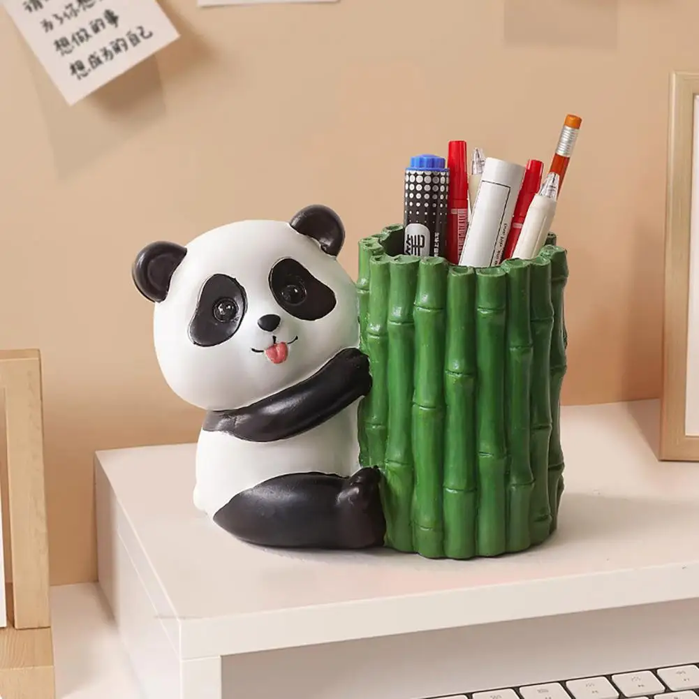 Держатель для ручек в форме панды, настольный органайзер в форме панды, милый держатель для ручек, настольный органайзер для хранения канцелярских принадлежностей, полимерный офис