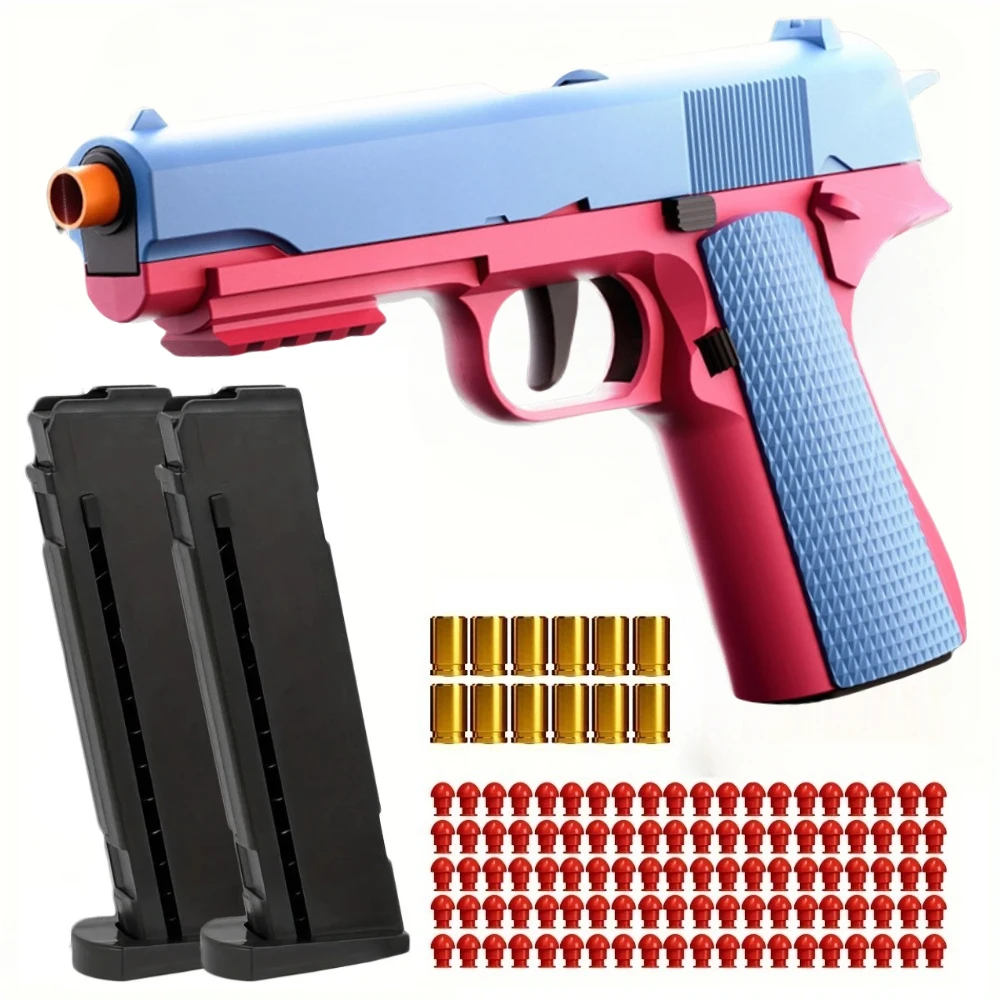 M1911 스트레스 릴리프 모델 총 장난감 Fireable 안전 소프트 총알 어린이를위한 빈 교수형 발사기 성인 슈팅 게임
