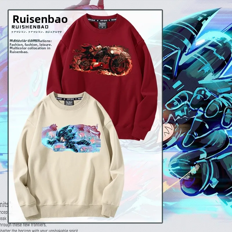 

Super Sonic Speed H Game Crew Ne Fce Lined Loose Men's Sweatirt Trendy Youth Casual Print Cotton Polyester