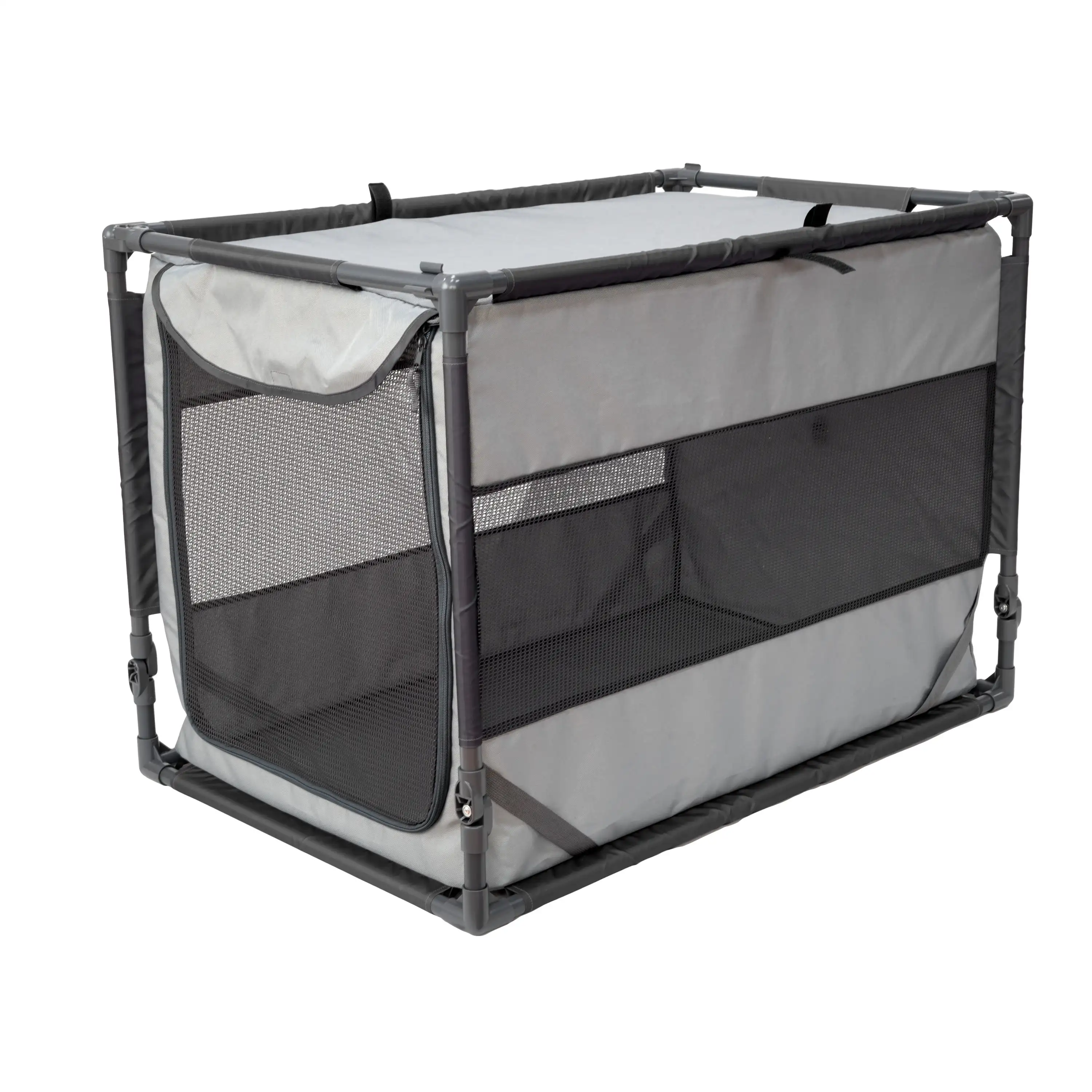 Dog Kennels and Crates Portable Folding Pet Kennel Gray Large Features Simple Assembly Solid Frame Easy Storage