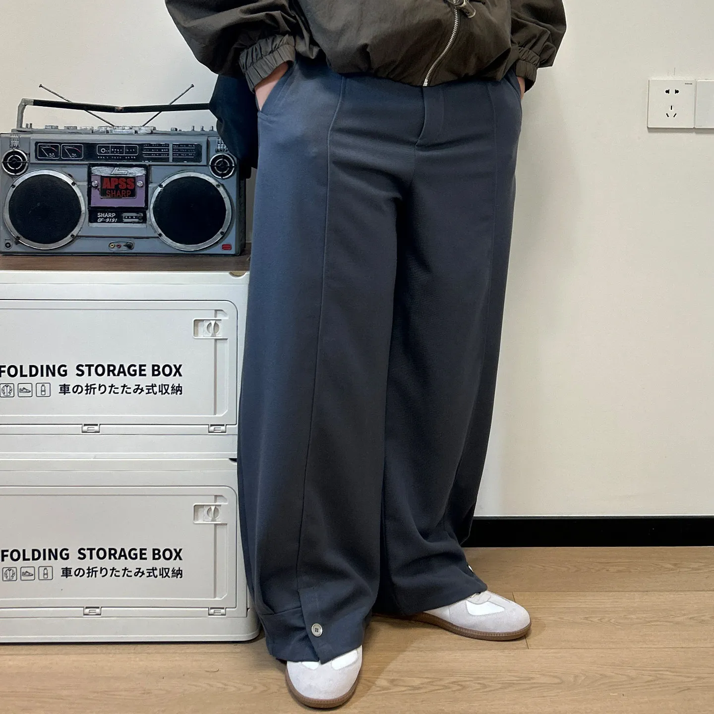 

American Design Pants with Button Open Legs Men's Straight Leg Clean Fit Pants