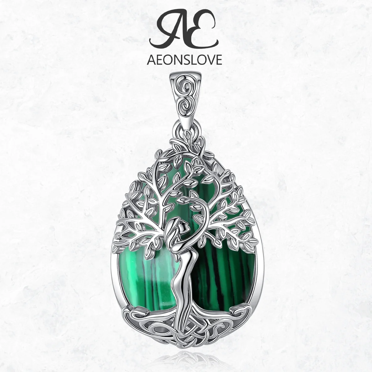 

AEONSLOVE Tree of Life Necklace for Women Malachite Yggdrasil Water Drop Pendant Energy Healing Jewelry Spiritual Gifts for Mom