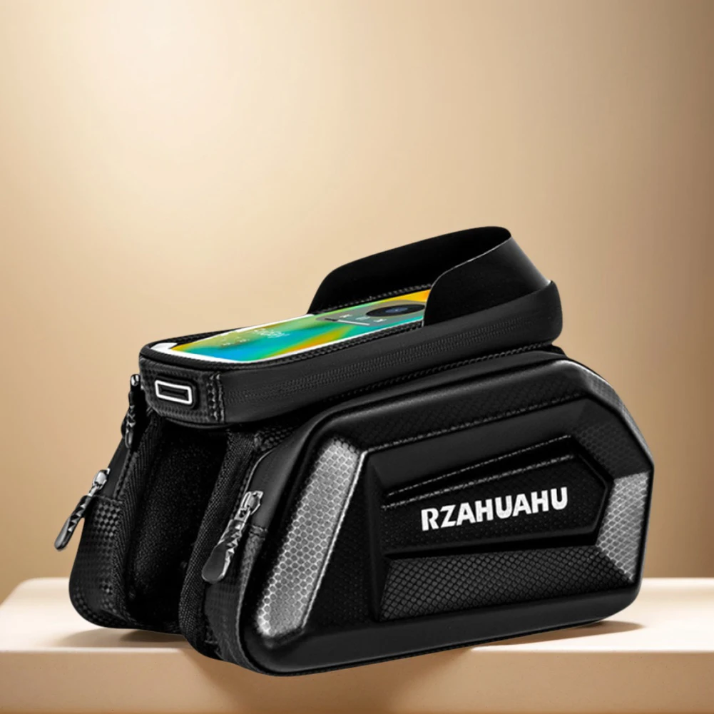 

Bike Front Frame Bag Bike Phone Holder Bag Waterproof Hard Shell Bike Tube Bag Touch-Screen Cycling Pouch for Outdoor Cycling