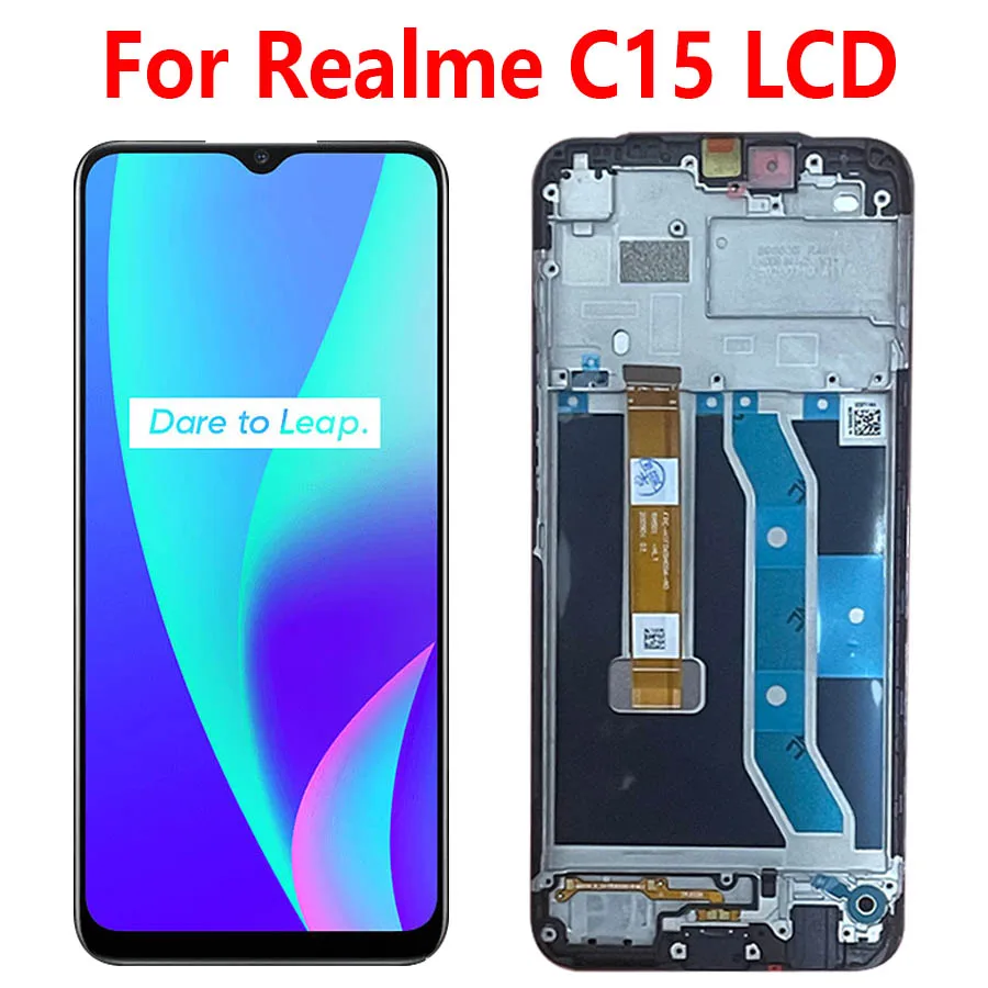 6.5'' Original For Realme C15 LCD Display Screen Touch Panel Digitizer Replacement Parts For Realme C15 LCD With Frame RMX2180