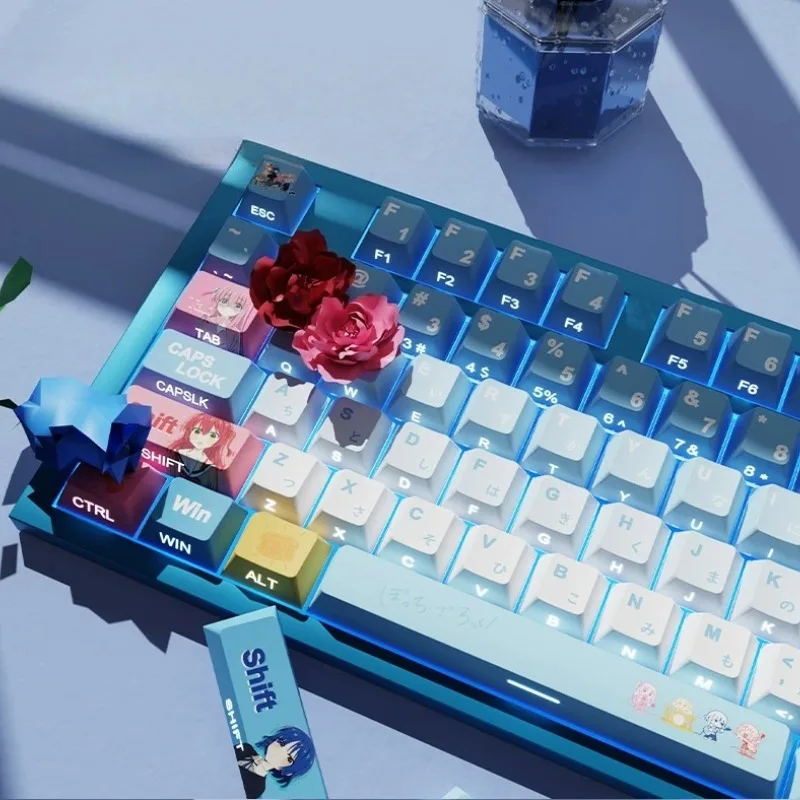 Anime Bocchi The Rock Keycap Cute Gotoh Hitori Yamada Ryō Theme PBT Cherry Profile Sided Transparent Sublimation Keycaps Sets