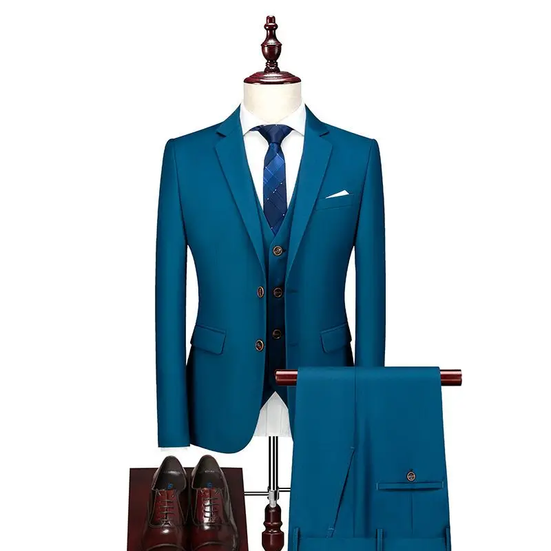 O909suit Korean style slim fit three piece suit plus size men's suit groom dress professional suit formal suitMen's suit Korea