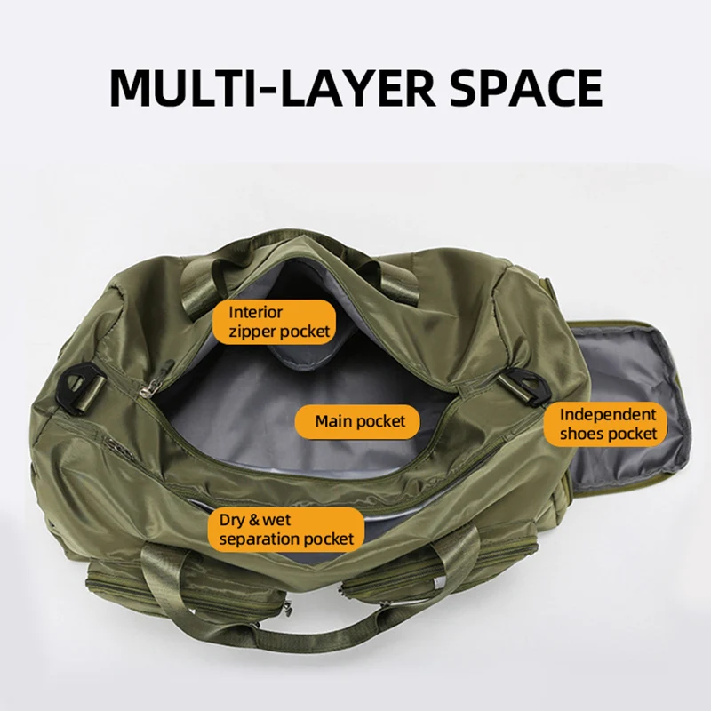 Travel Fitness Gym Yoga Handbag Dry Wet Trainning Sports Shoulder Bag Shoes Pack Large Duffle Business Trip College Storage Bag