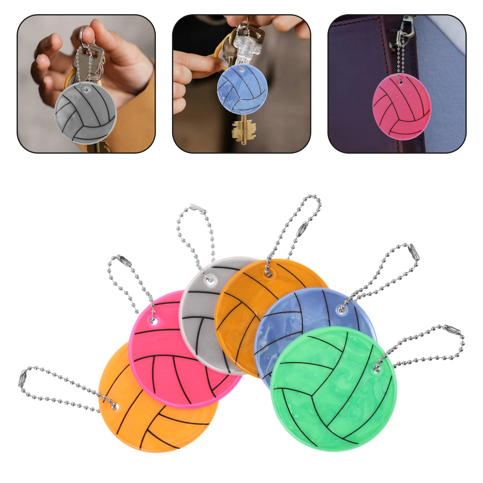 

6 Pcs Tag Volleyball Reflective Pendant Globe Keychain Pvc Bracelet Women Backpack Child