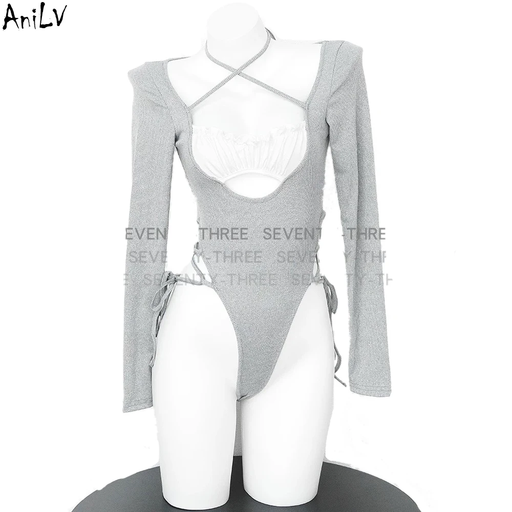 AniLV Anime Girl University Student Gray Bodysuit Uniform Clothes Outfit Cosplay Costume