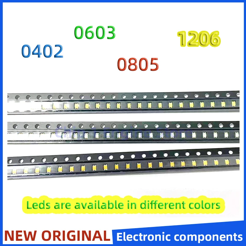 50/100/500pcs 0603 SMD LED Red yellow blue green white orange light emitting Diode Ultra-bright