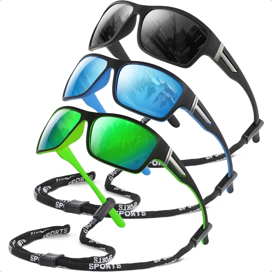 

DEMIKOS 3 Pack Polarized Running Sunglasses Men:Wrap Around Sports Sun Glasses for Womens Sunglasses for Fishing