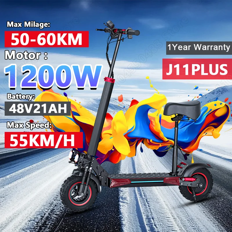 

FREEBOY J11Plus Electric Scooter 1200W Motor 48V21AH Battery IPX5 Waterproof EScooters with LED Display for Adults E-Scooters
