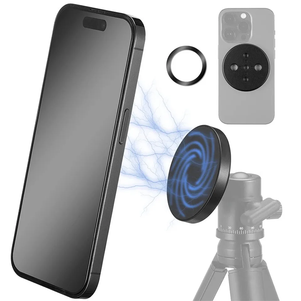 Magnetyczny uchwyt na telefon z MagSafe do mocowania na statywie z otworami Arri 1/4'' i 3/8'' dla iPhone'a, Samsunga, Huawei, Xiaomi i innych smartfonów. — zdjęcie produktu 6