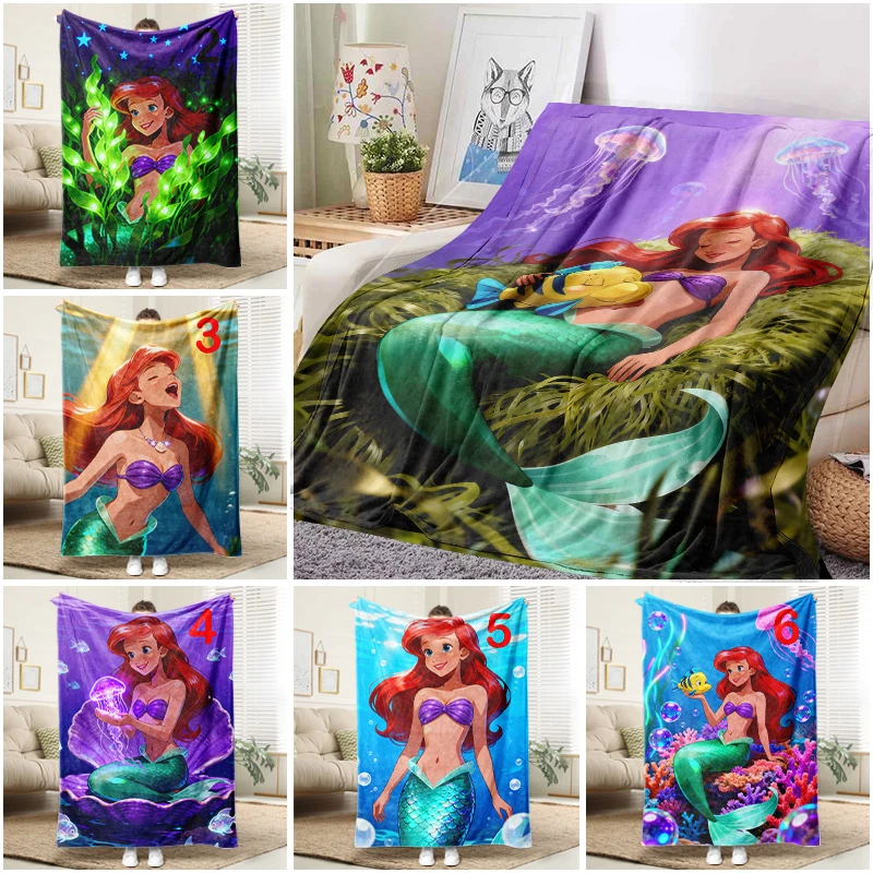 

Disney Little Mermaid Flounder Blanket Soft Flannel Throw Sofa Bed Cover Home Decor