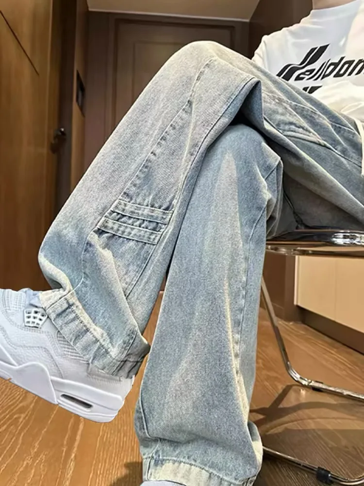 

High Waist Dstring Elastic Waist Loose Wide Leg Jeans Women's plus Size Extended Length Spring New Sle Slimming Jeans