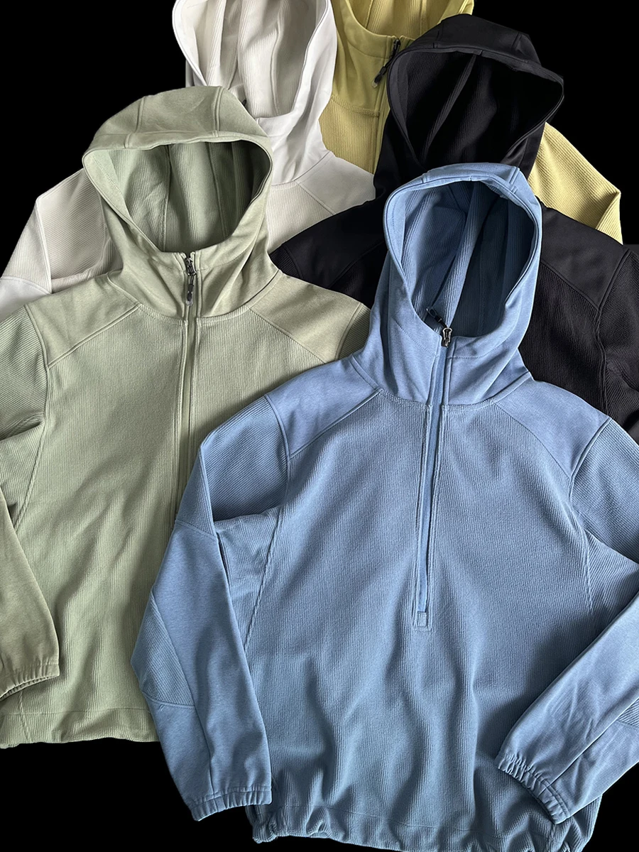 

Мужская утепленная толстовка на молнии до середины груди для активного отдыха, модная брендовая осенне-зимняя теплая спортивная куртка-худи из полиэстера