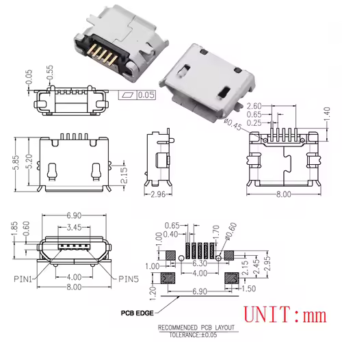 10PCS Micro USB 2P 5P Jack Charging Port Plug Dock Charger DIP SMD For Phone Tabletels Speakers etc Port Socket Power Connector - Image 9