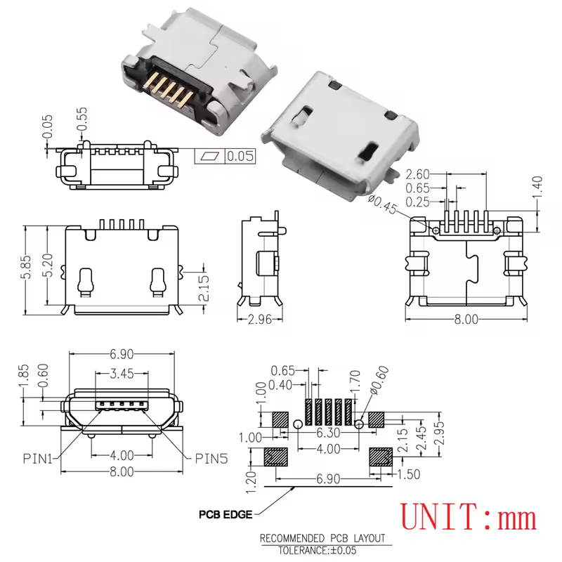 10PCS Micro USB 2P 5P Jack Charging Port Plug Dock Charger DIP SMD For Phone Tabletels Speakers etc Port Socket Power Connector - Image 9
