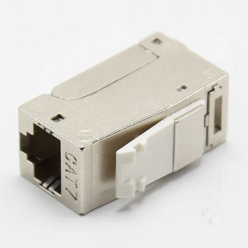 CAT7-Prise trapézoïdale entièrement blindée RJ45 vers LSA, connexion sans outil, compatible avec les systèmes Cat6a et Cat.6