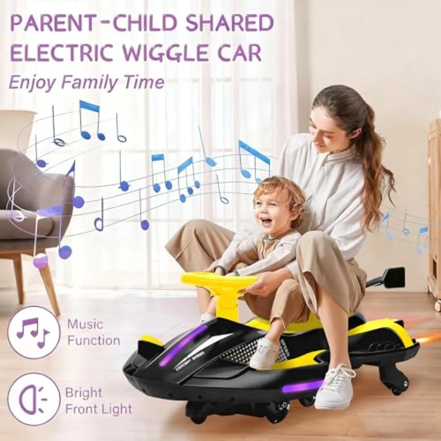 Auto Elettrica Ricaricabile 12V con Pedale per Giocattolo Cavalcabile 2 in 1 Devil Swing con Schienale Anti-Ribaltamento e Luci Lampeggianti