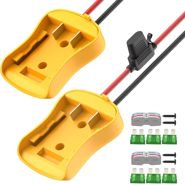 DaierTek 2 szt. Adapter akumulatora 20 V Koło zasilające Adapter akumulatora Zestaw konwertera akumulatora Przewód 12 AWG ze złączem bezpiecznikowym