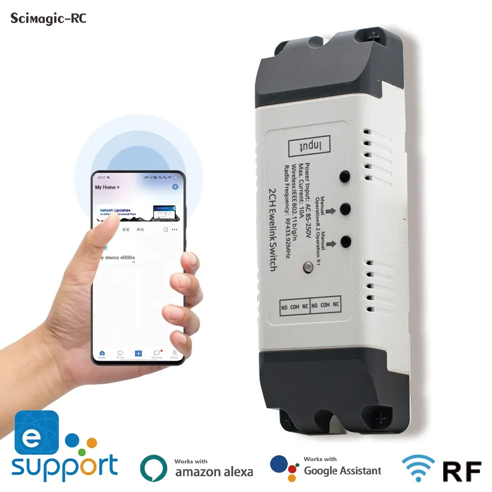 EWELINK التبديل الذكية 2CH واي فاي استقبال التبديل تيار مستمر 12 فولت 24 فولت 32 فولت التيار المتناوب 110 فولت 220 فولت لتقوم بها بنفسك وحدة التتابع التحكم عن بعد يدعم اليكسا جوجل
