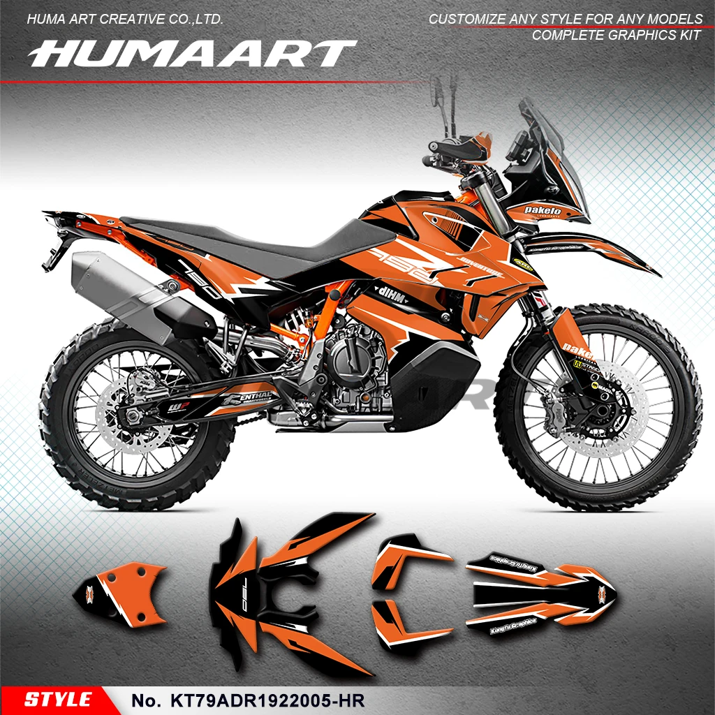 HUMAART Racing Decals Full Graphics Custom Sticker Set for KTM 790 890 Adventure R ADV 19 20 21 22 , Orange, KT79ADR1922005-HR