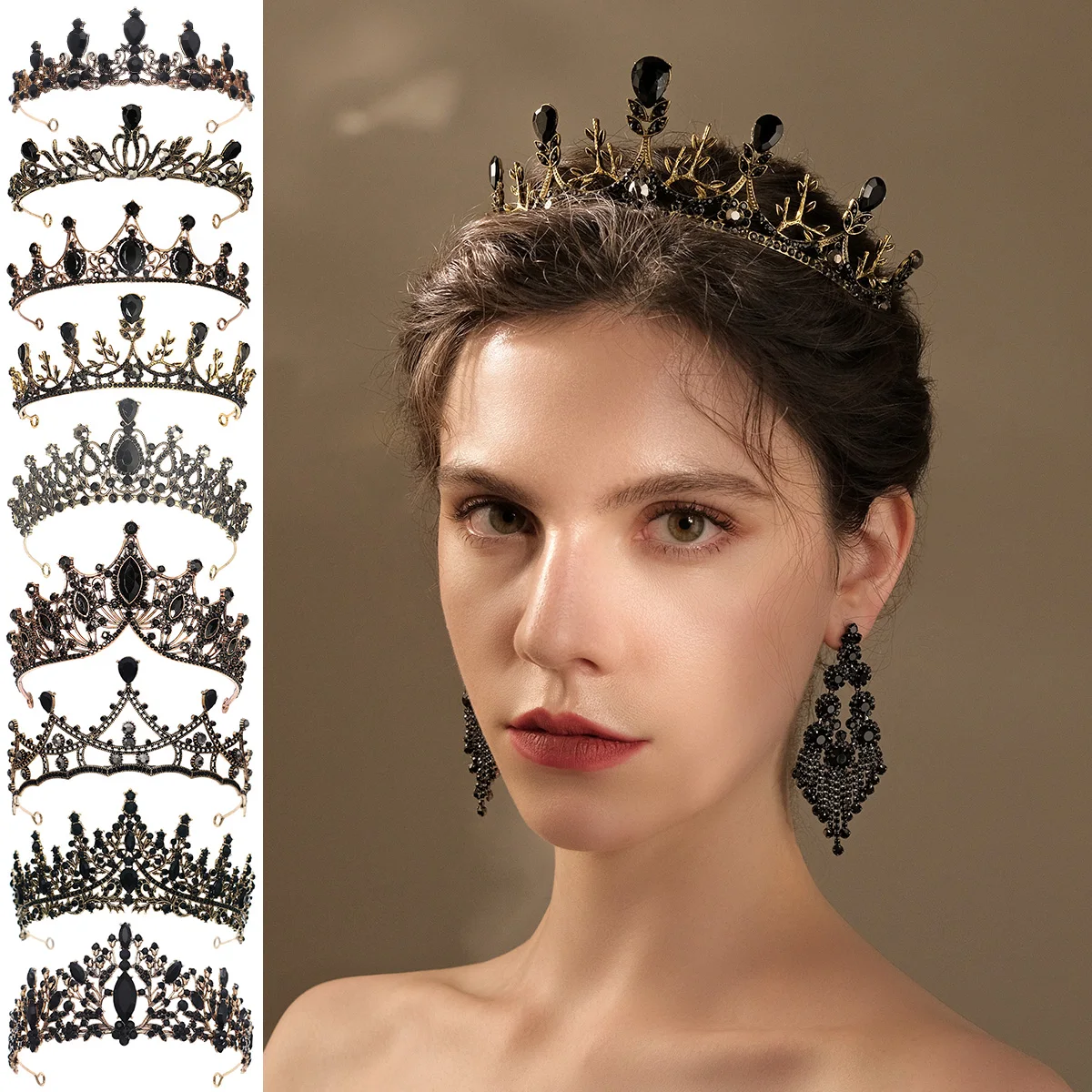 Baroque Vintage  Gothic Crystal Crown and Tiara Wedding Bride Hair Accessories For Women Rhinestone Crowns wedding accessories