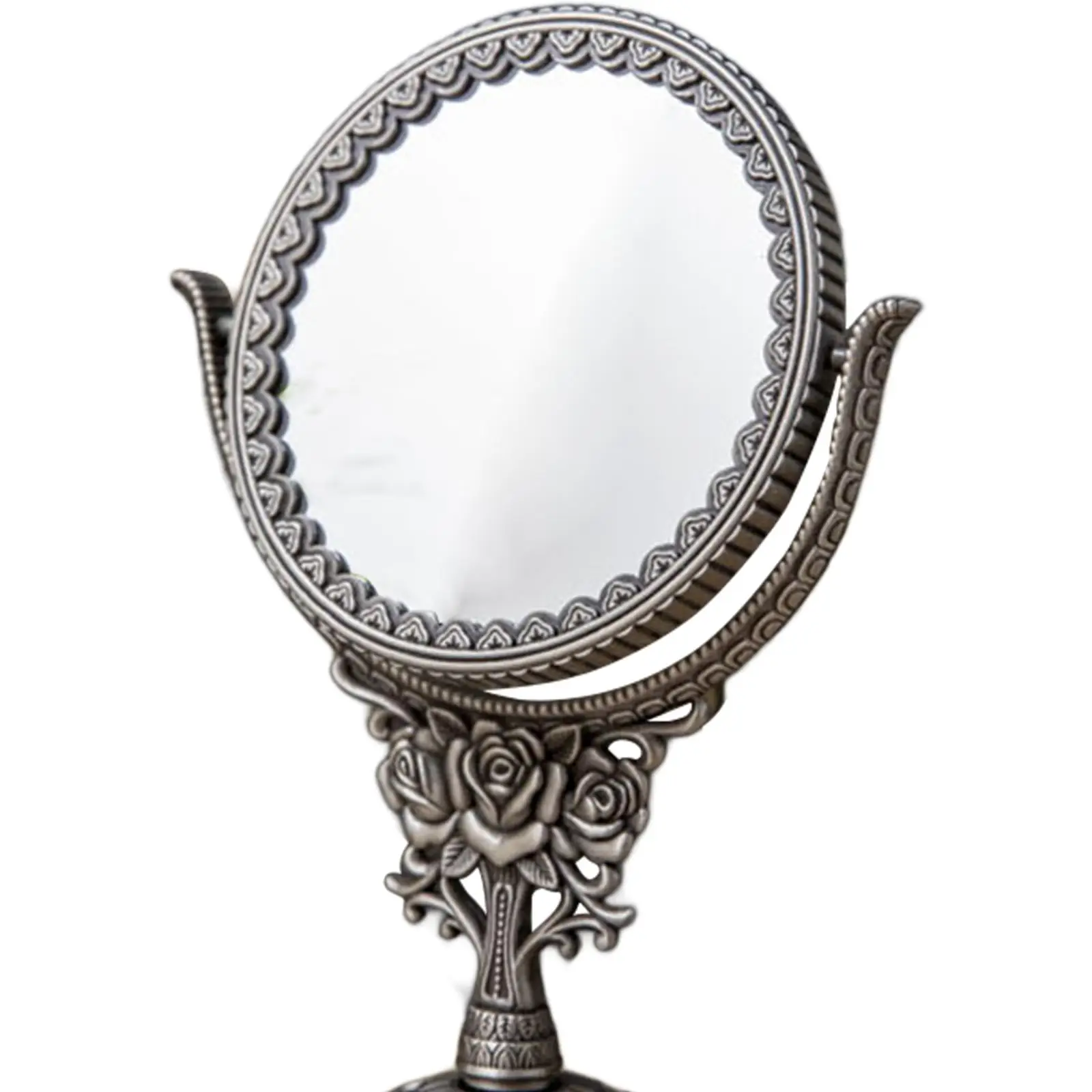 Schminktischspiegel im europäischen Stil, antiker drehbarer Kosmetikspiegel, ovaler Schminkspiegel, drehbar, doppelseitig, für Schlafzimmer