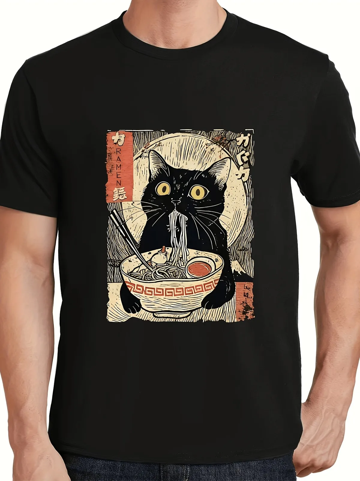 

Black Cat Art Tee - Vintage Japanese Ukiyo-e Inspired Graphic Top
