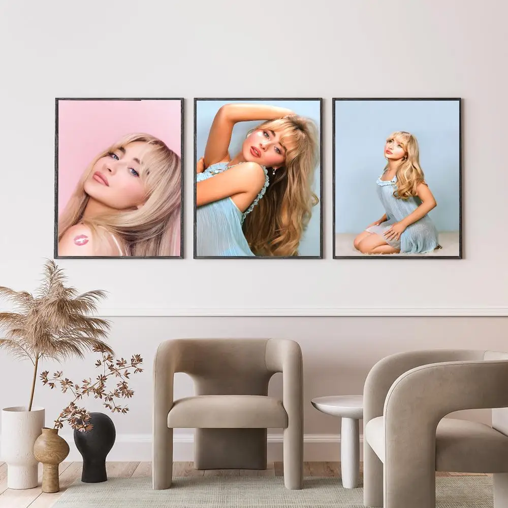 music Sabrina Carpenter Poster Poster HD Self-Adhesive Art Print Waterproof Wall Decor for Bedroom Living Room Decor Gift