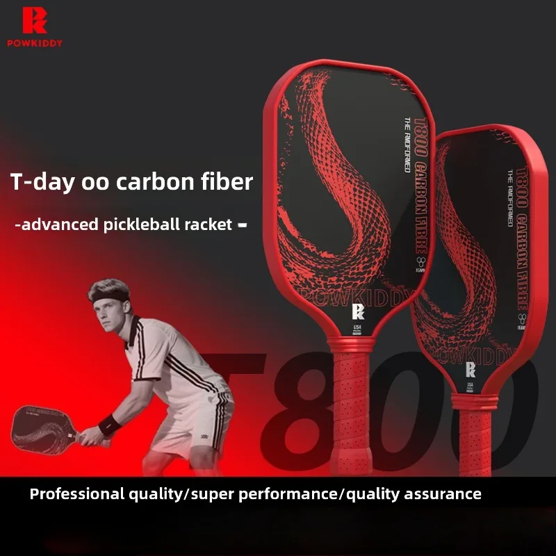 

POWKIDDY Maverick T800 Carbon Fiber Plate Racet Match Pickleball Red Snake Limited Edition