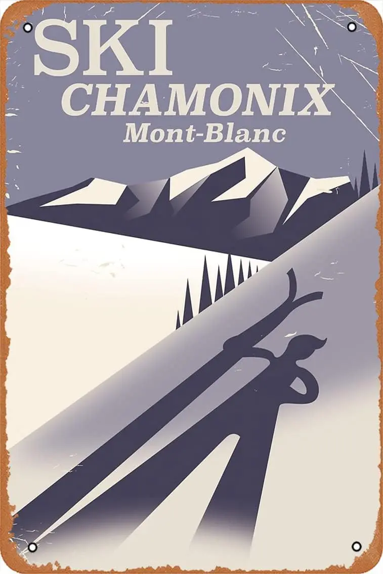 Chamonix-Mont-Blanc Vintage Ski poster Metal Print Metal Tin Sign Vintage 8x12 Inch sign