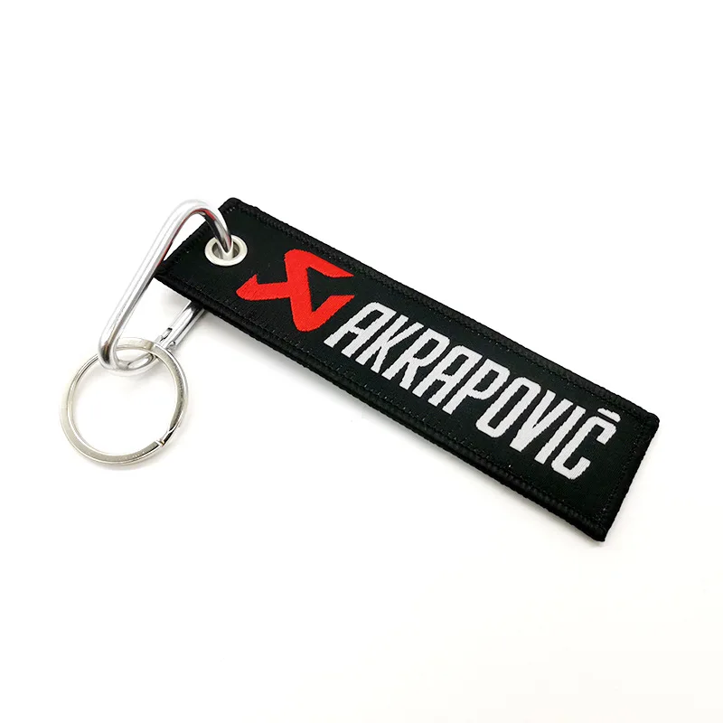 1pcs Nylon Cloth embroidery moto Racing pendant motorcycle keychain for AKRAPOVIC badge metal buckle men gift key rings