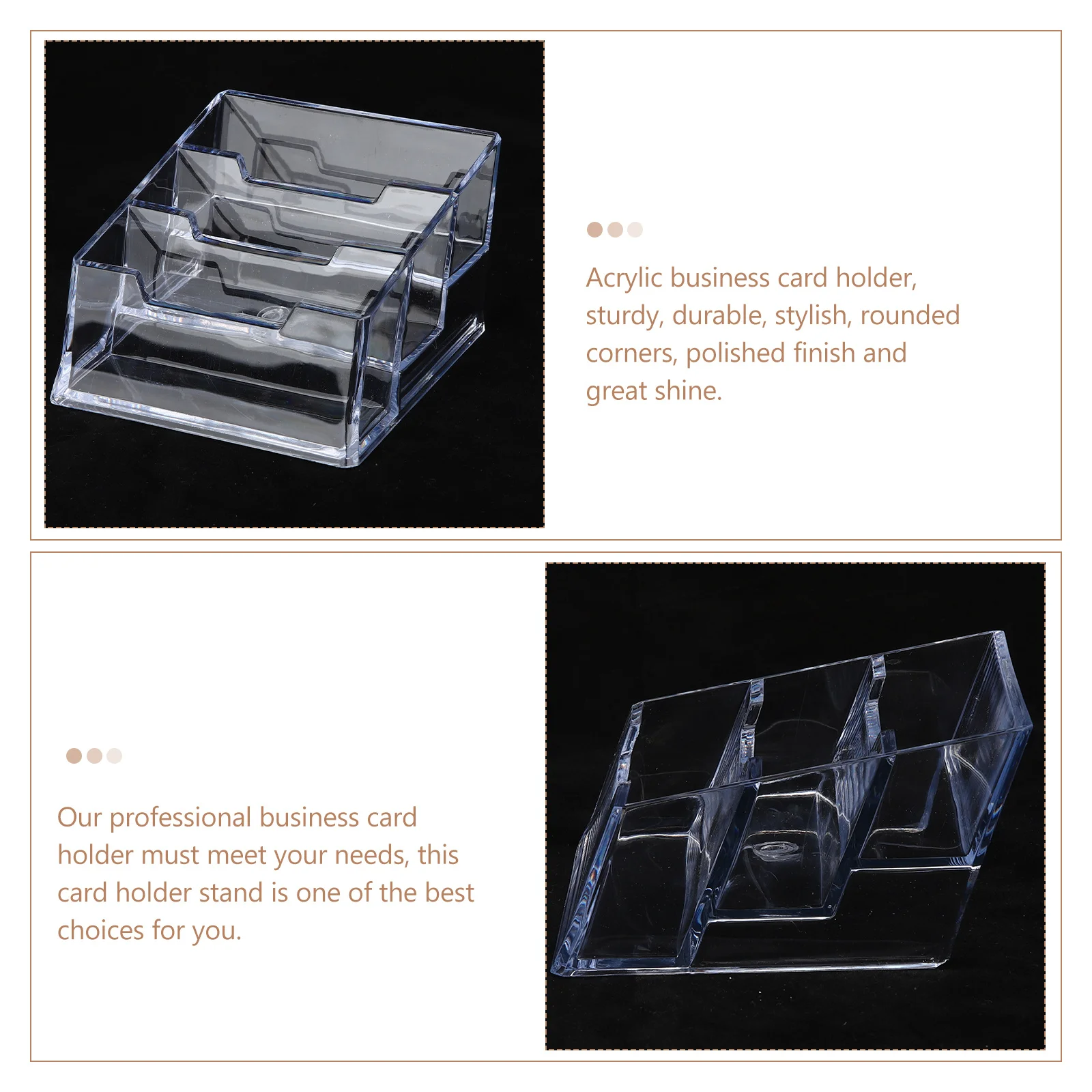 

2Pcs Versatile Acrylic Business Card Holder Clear Table Display Stand High Capacity Stylish Office Organizer Card Holder Stand