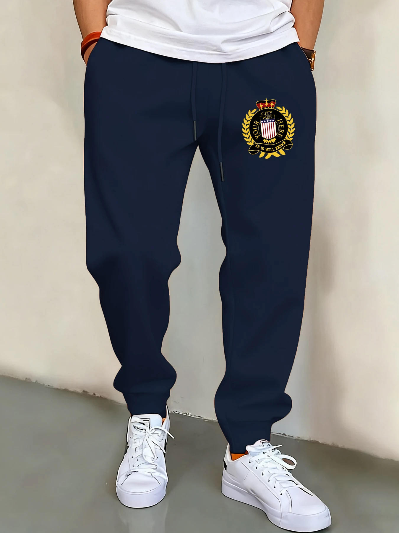 

Парижские мужские базовые брюки с простым принтом и буквенным принтом, модные винтажные брюки в стиле хип-хоп с карманами на шнурке, унисекс, универсальные спортивные штаны