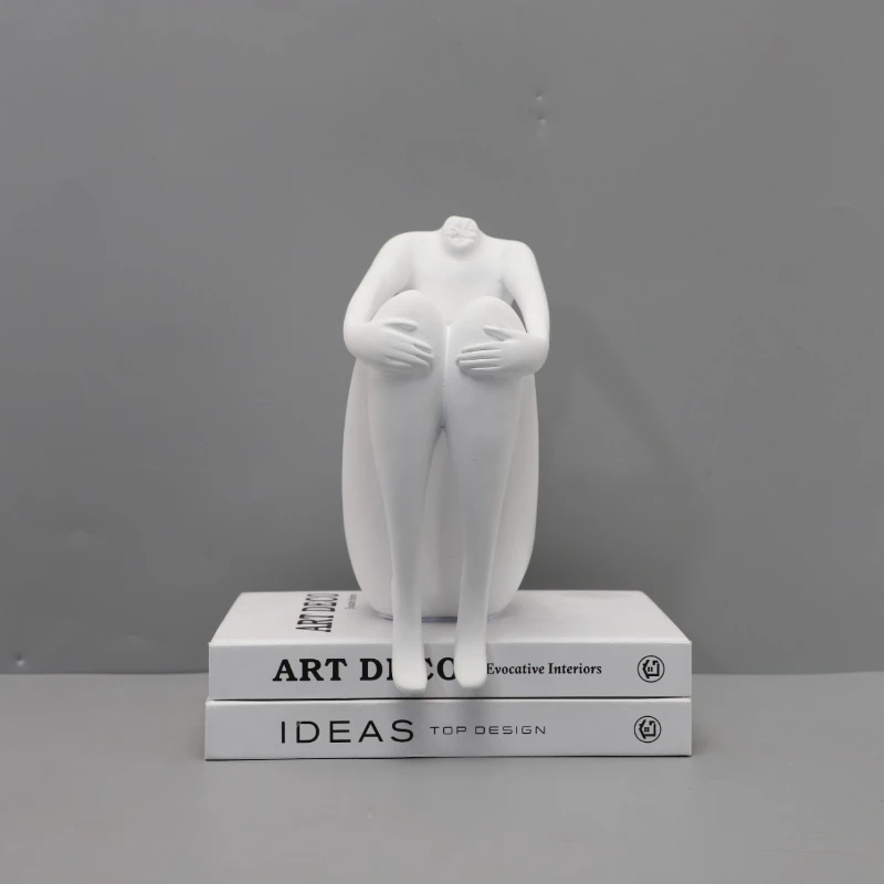 Modern minimalist sitting posture leg hugging figure sculpture ornaments office decorative artwork home decoration accessories