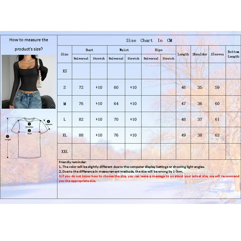 Long Sleeve T-shirt Slim Tops Sexy Woman Clothing Square-Cut Collar Close-fitting Tee Shirt Street Wear Fall 2025 New 2523 image 6