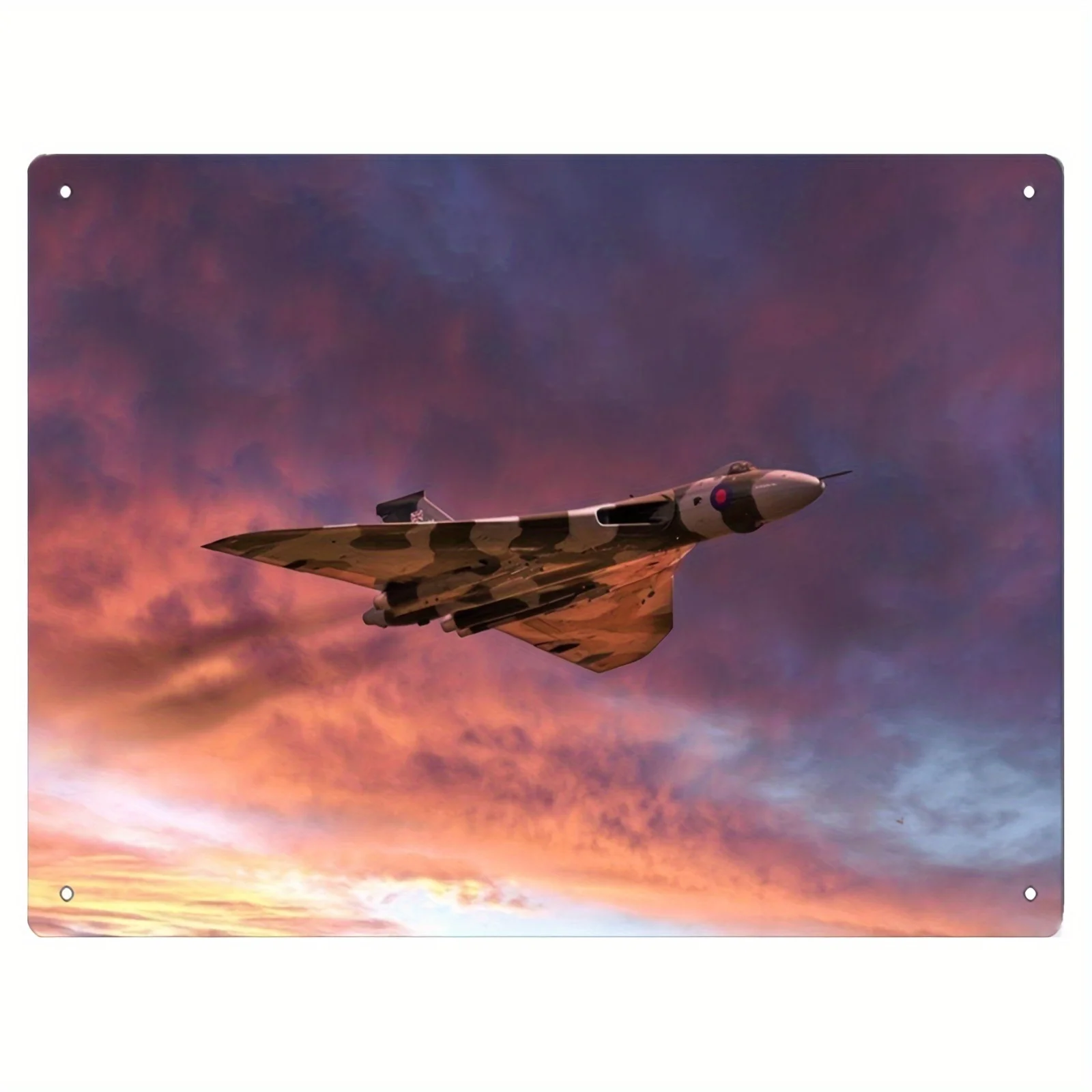  of Frameless Art Tin Painting, Avro Vulcan Bomber XH558 Sunset Metal Wall - Stylish Aviation Poster for Living Room And Bedroom