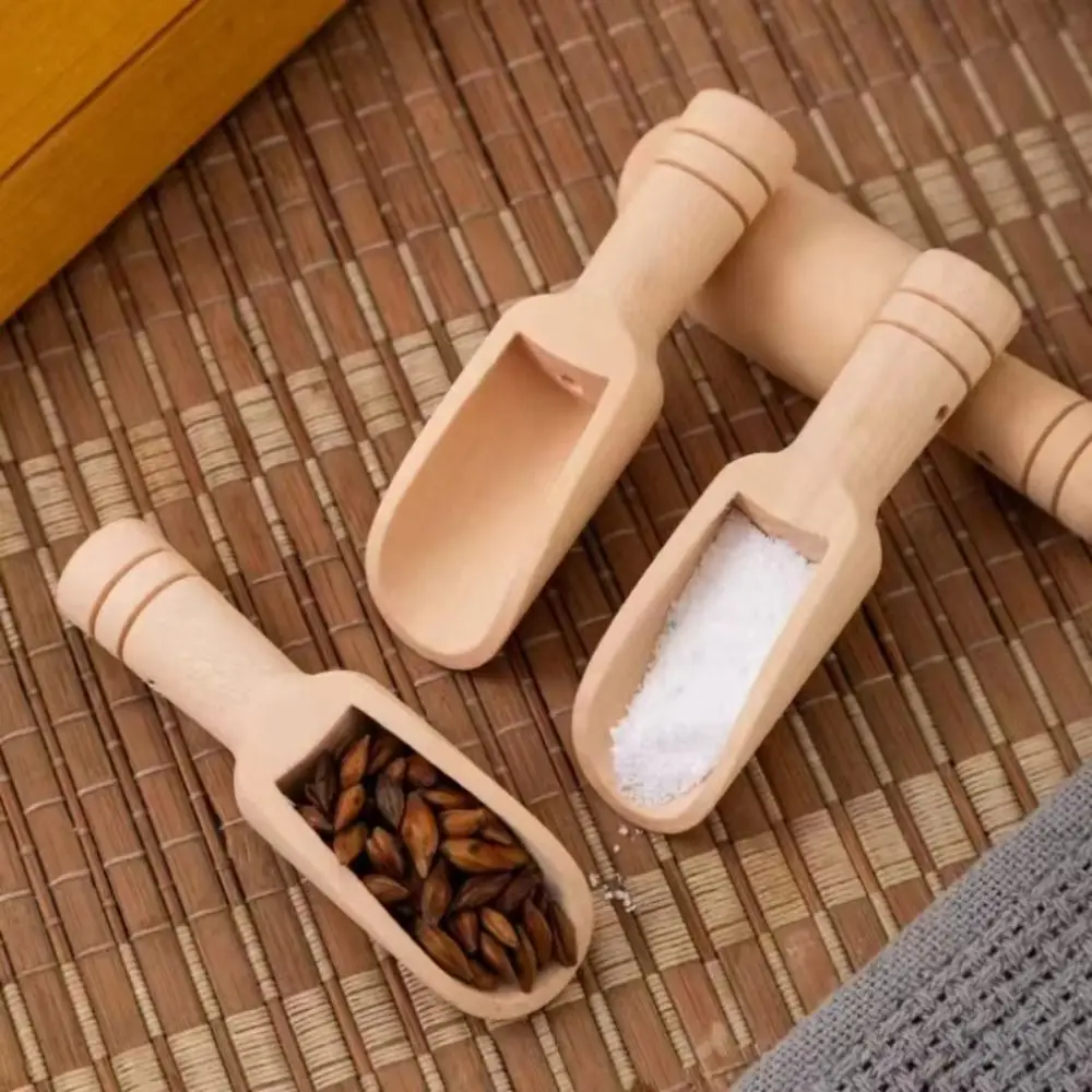 Portable Wooden Handle Mini Wooden Spoons Seasoning Use Bath Salts Tea Spoons Condiment Spoon Kitchen Cooking Tool