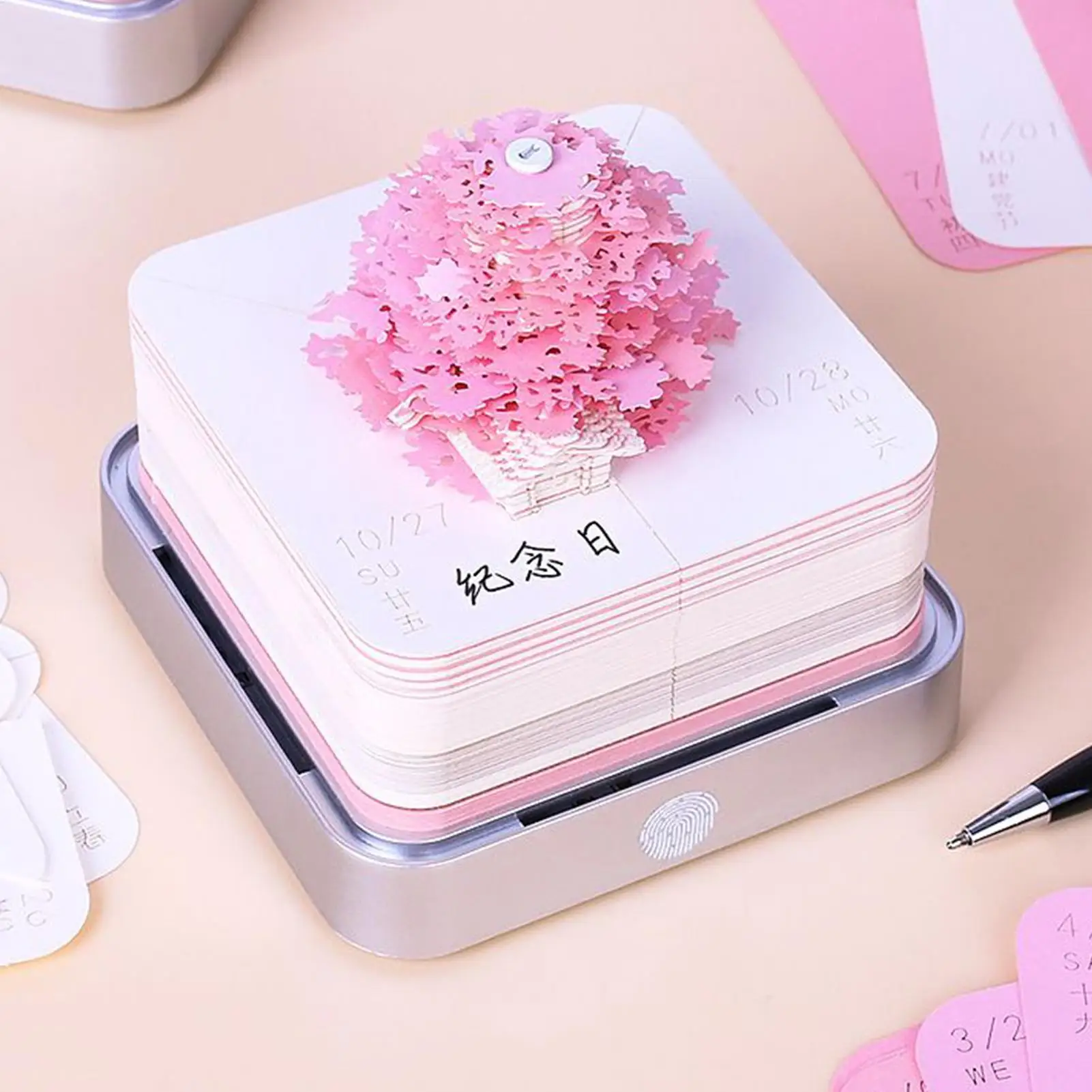 3D Calendar Flower Tear Away Notepad Calendar cherry tree creative 3D notepad house sculpture gift for Birthday Christmas