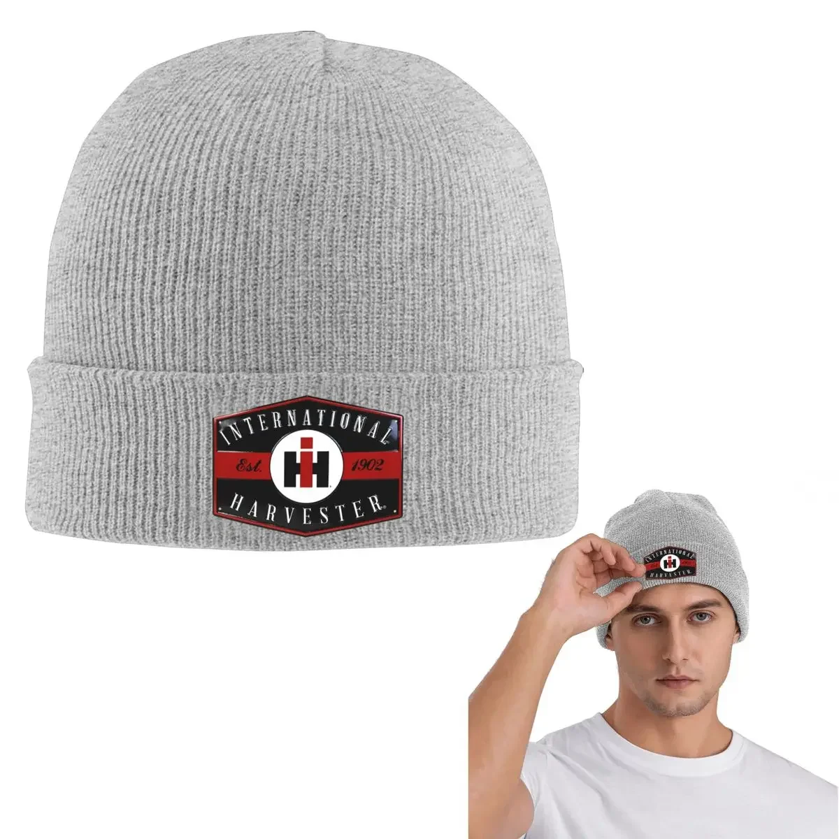 New Tractor Case Logo Warm Knitted Cap Fashion Bonnet Hat Autumn Winter Outdoor Beanies Hats for Men Women Adult