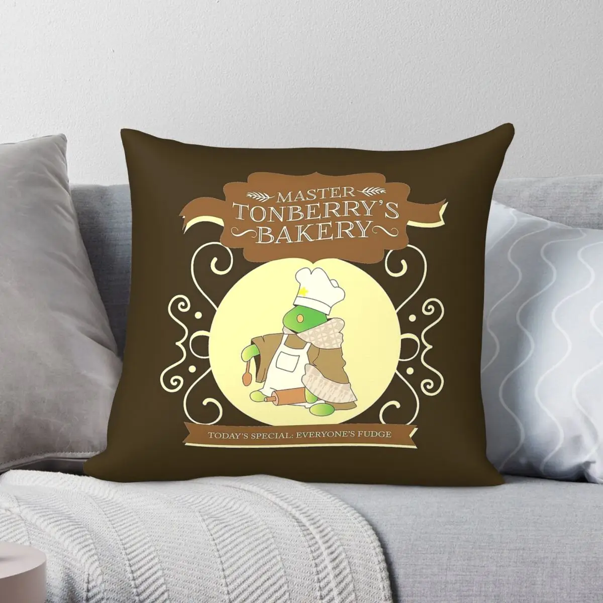 Master Tonberry Bakery Pillowcase Polyester Linen Velvet Creative Zip Decorative Room Cushion Cover