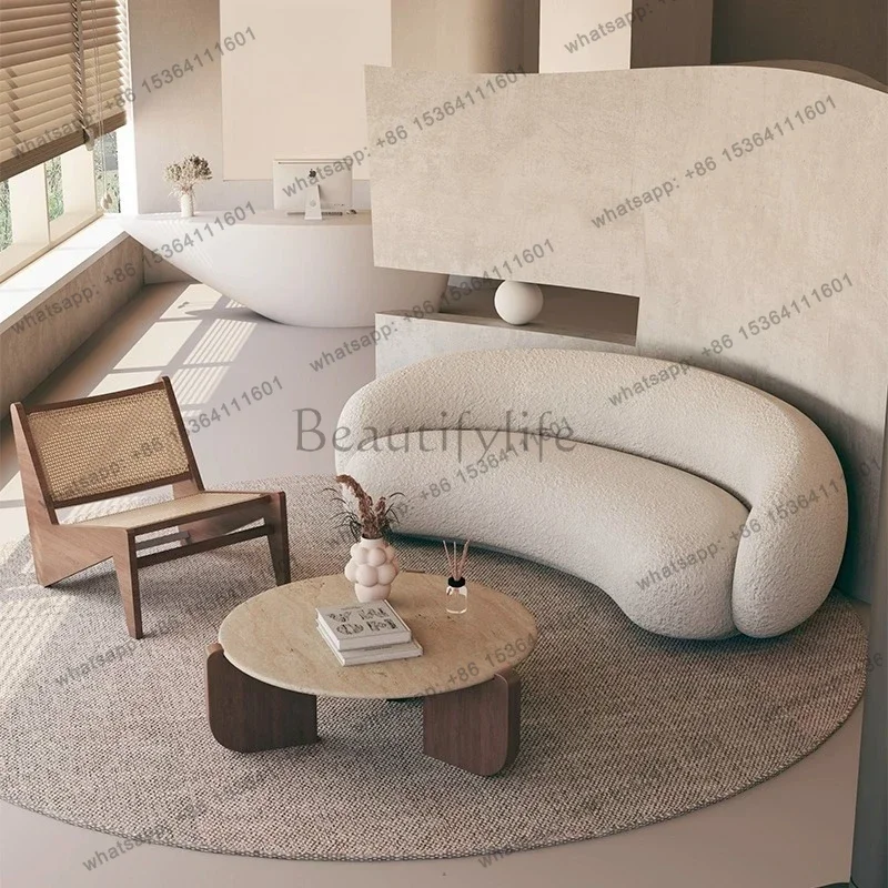 PG  Retro Wabi-Sabi Style Beauty Salon Curved Cashew Sofa Irregular Creative Office Hotel Lobby Rest Area Reception