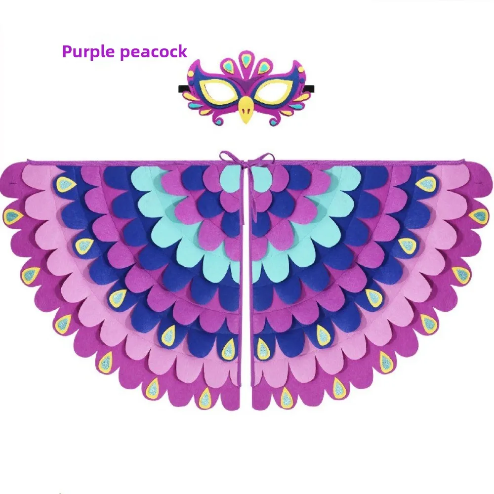 Creative Felt Cloth Halloween Cloak with Mask Robe Owl Halloween Children Costume Cosplay Bird Wings Cape Mask Set Children