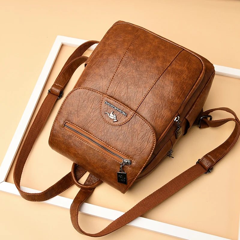 9 Color New Women Soft Leather Backpacks Vintage Female Shoulder Bag Sac a Dos Casual Travel Ladies Bagpack Mochilas School Bags