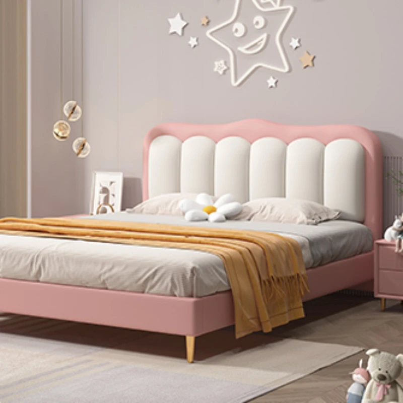 Lits Simples Modernes en Bois Massif pour Enfants, Sacoche Souple, Meubles de Chambre à Coucher, pour Garçons, QF50TC