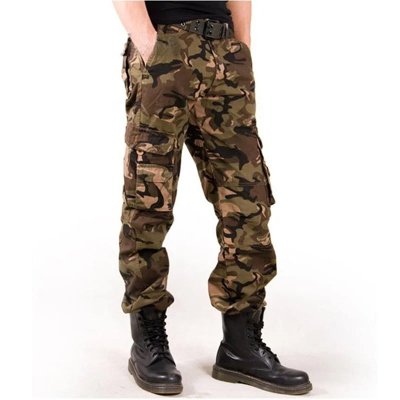 Men's Military Camouflage Cargo Joggers Multi-Pocket Outdoor Casual Army Pencil Trousers Men Clothing