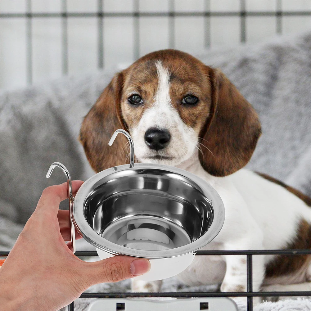 

2Pcs Stainless Steel Hanging Dog Bowl for Pets Cat Puppy Feeder Bowl Wear-Resistant Easy Clean Portable Food Water Dispenser